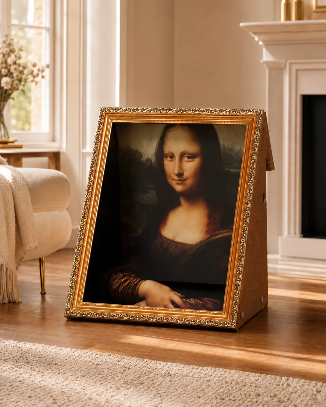 The Meowsterpiece as framed wall art, without a cat